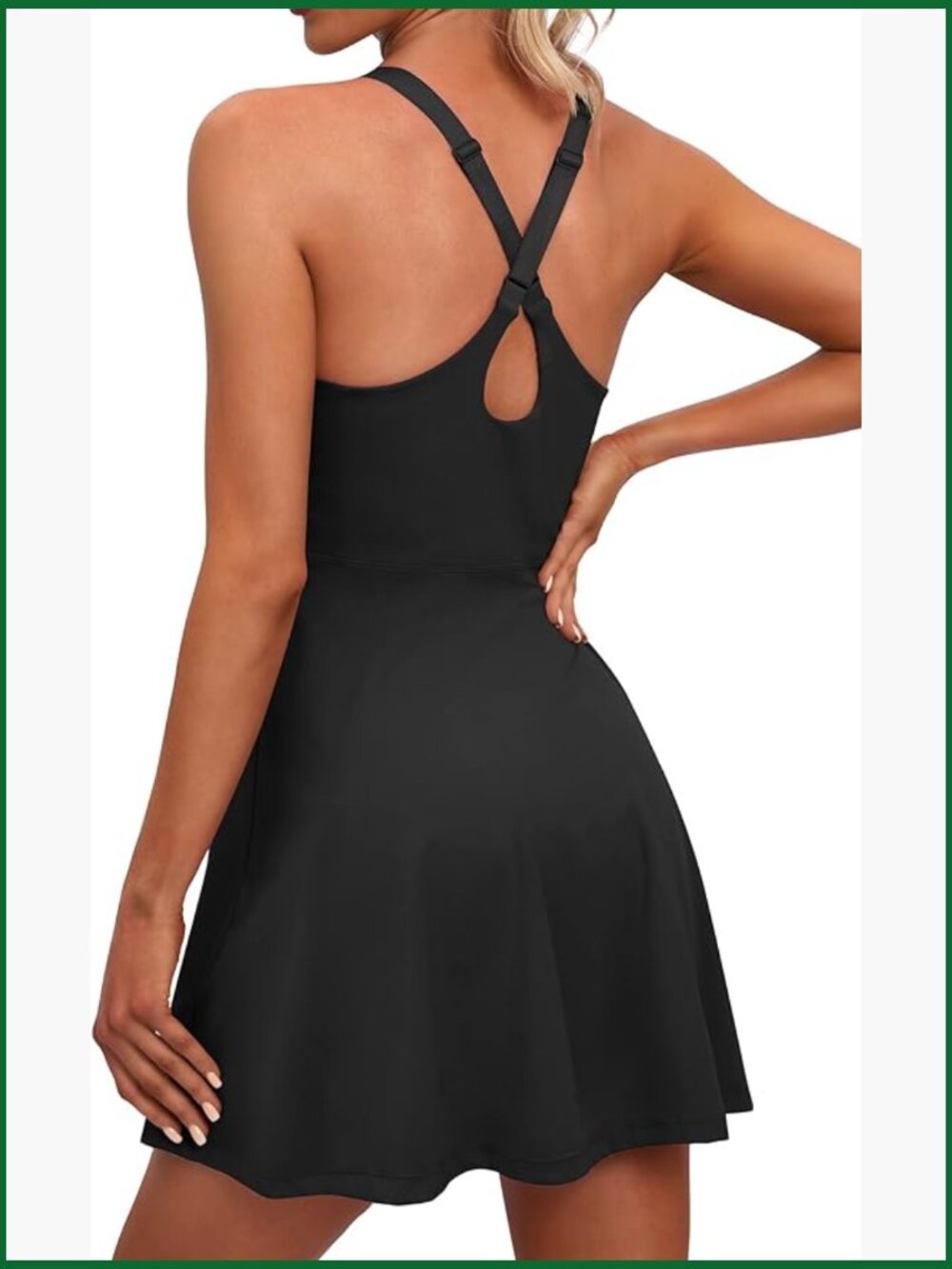 Athletic Tennis Dress with Built-in Shorts and Bra, A-Line, Adjustable Straps